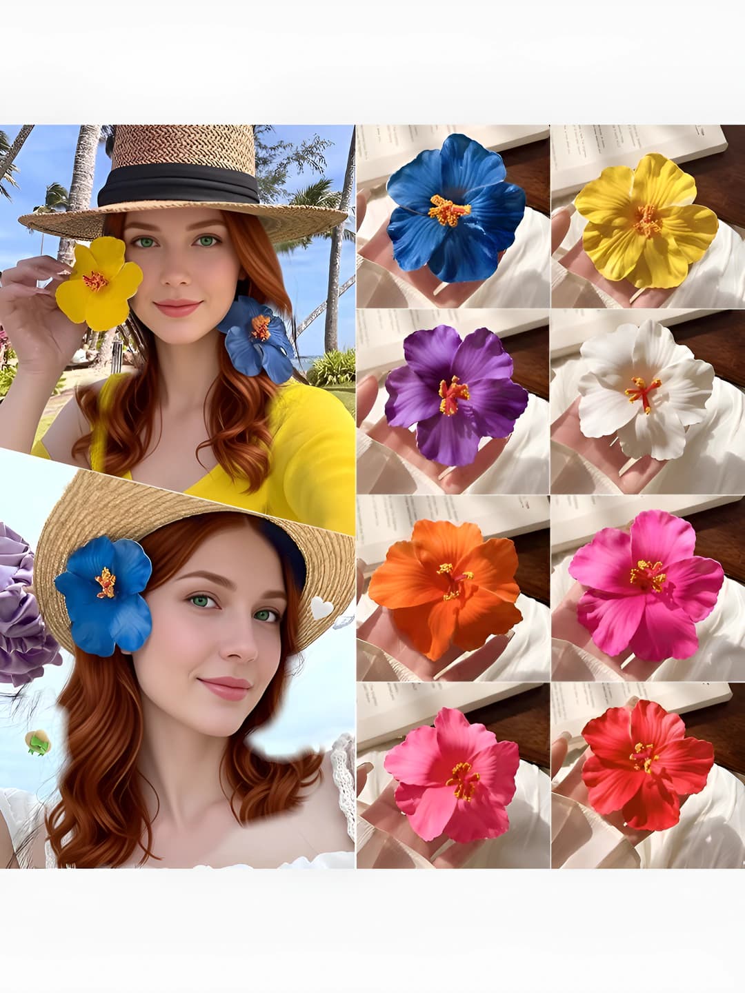 Women's flower hair clips and combs with artificial phalaenopsis, lilies and roses, handmade, Korean style