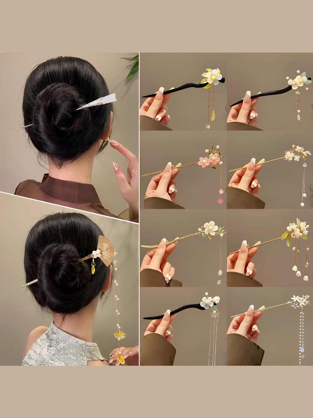 Women's retro style floral hairpin