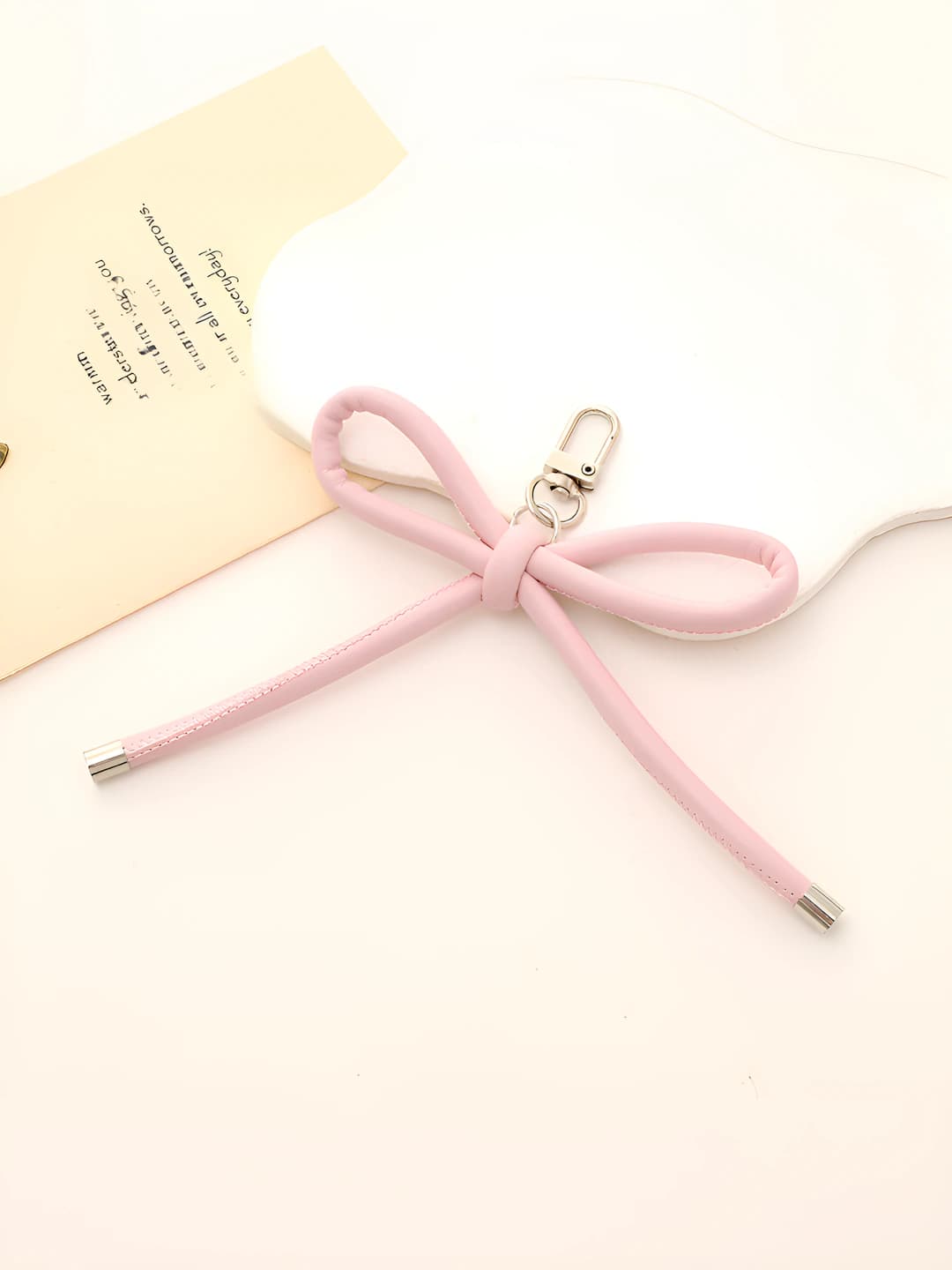 K3661 Leather bow charm Light pink