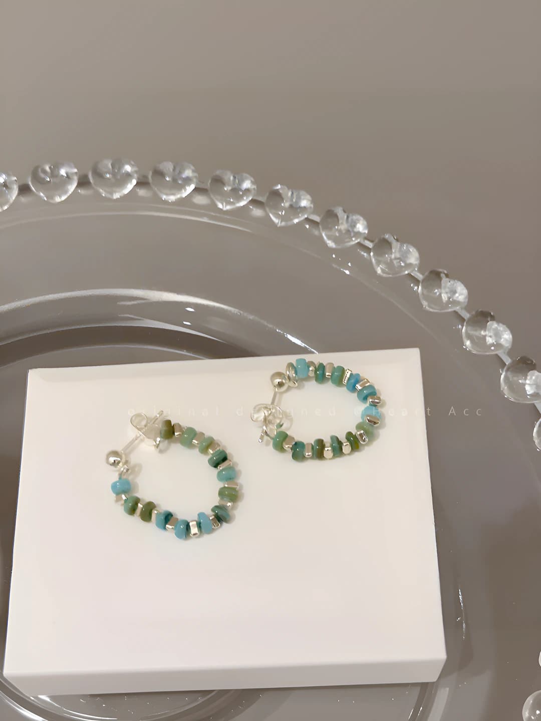 Light blue floral silver stud (silver post)