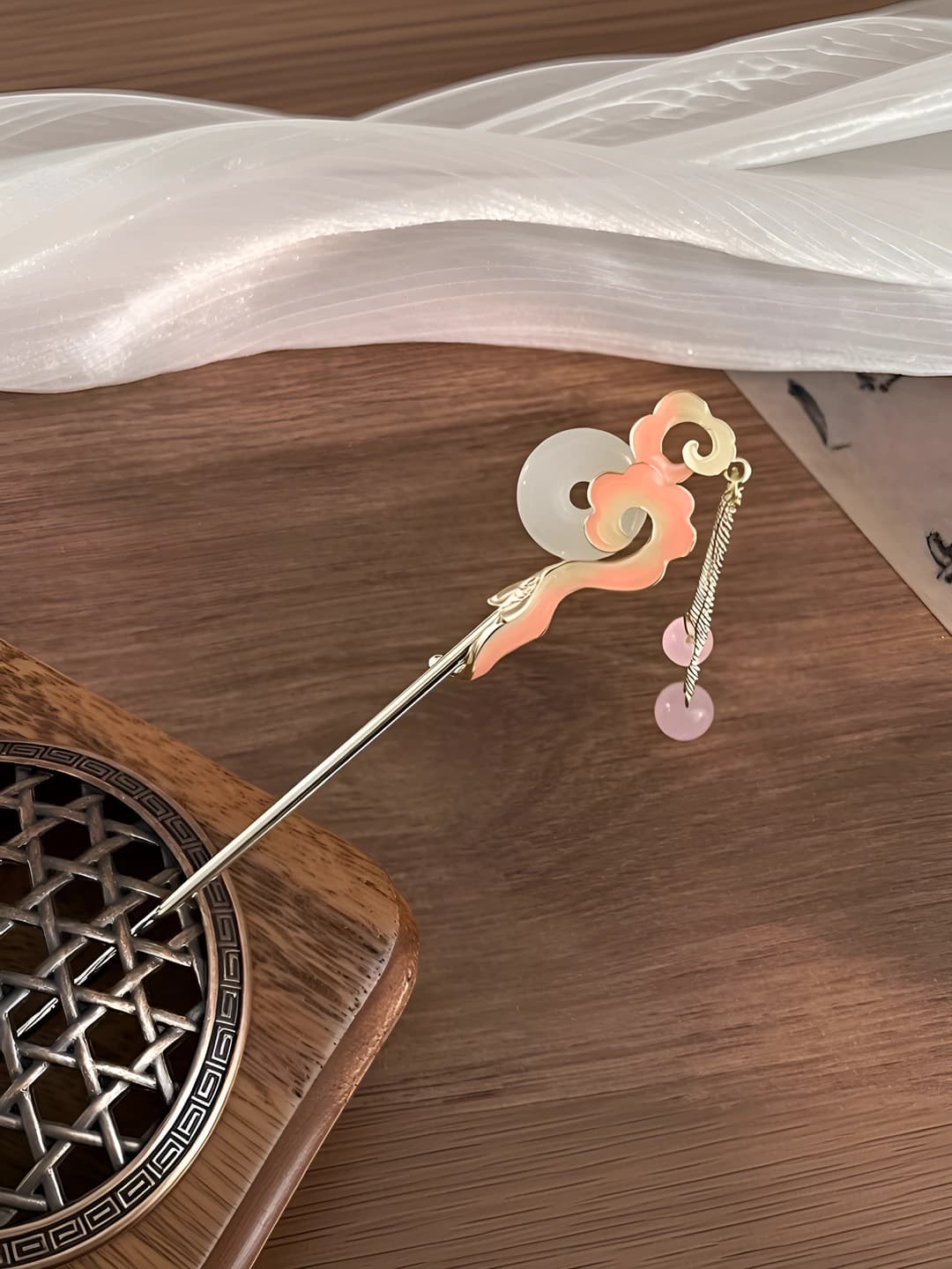 1# Peach blossom tassel hairpin
