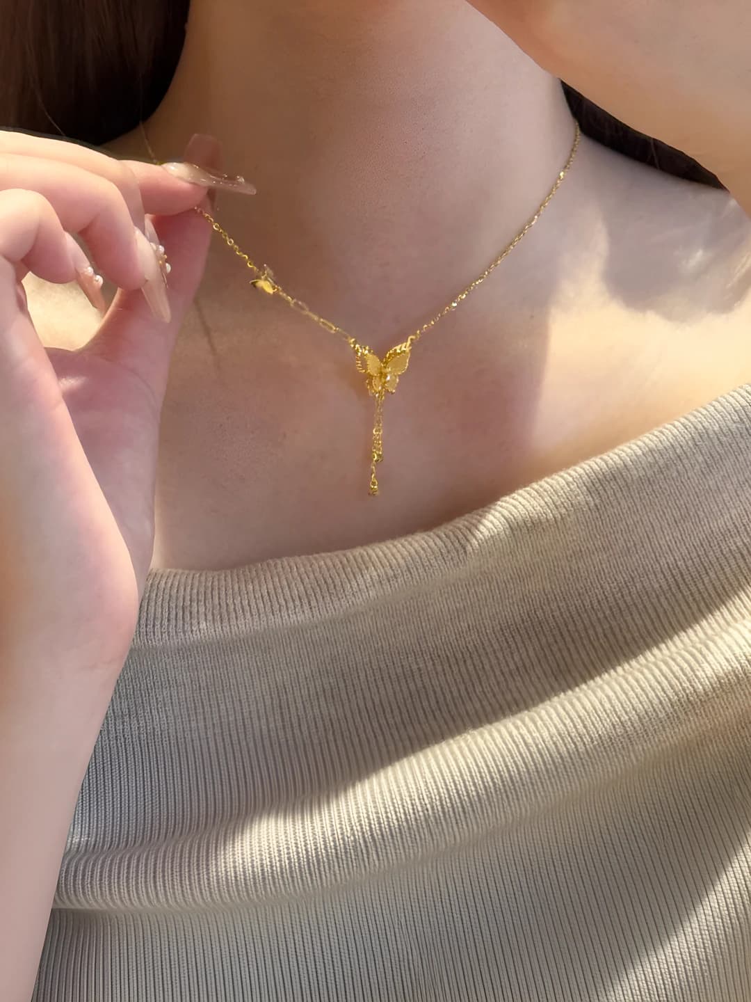 Butterfly tassel necklace