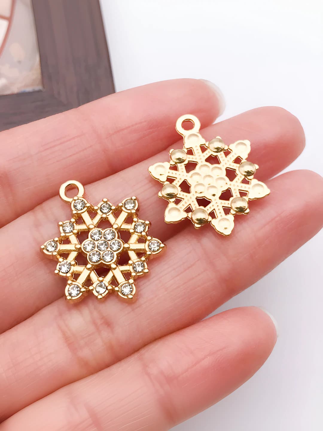 1 pc openwork crystal snowflake 23x17mm-1.4g-27055