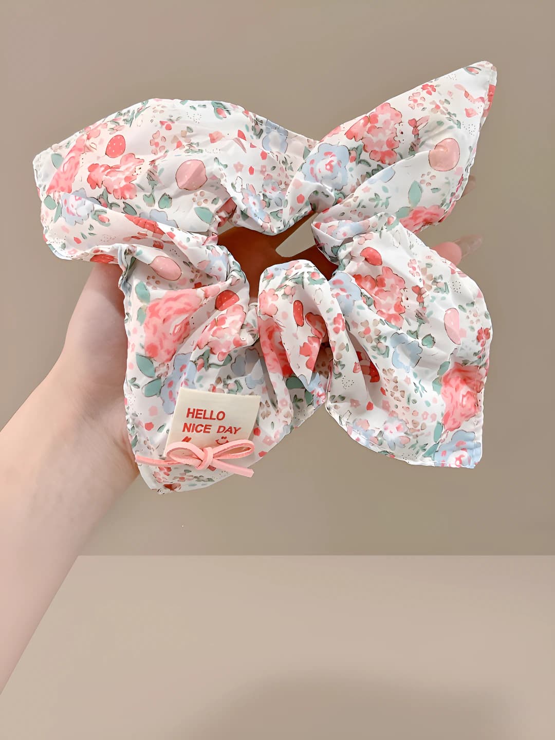 3# Pink floral square scarf ring ~21*22 cm