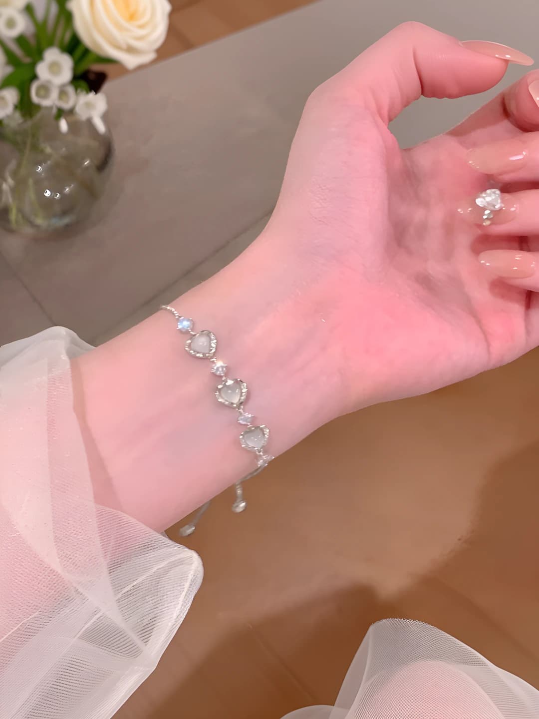 Women's titanium steel bracelet in Korean style with heart design
