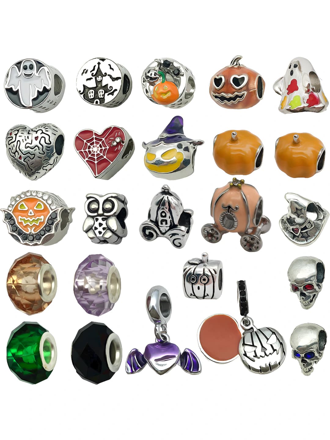Женские Halloween DIY charm шармы, бусы с большим отверстием, цинковый сплав, узор с тыквой и черепом