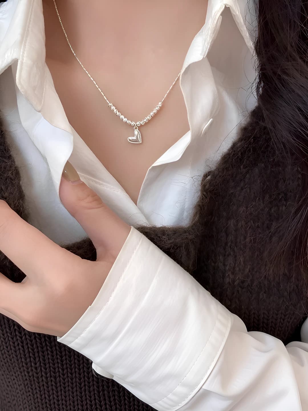 1# Silver heart chain