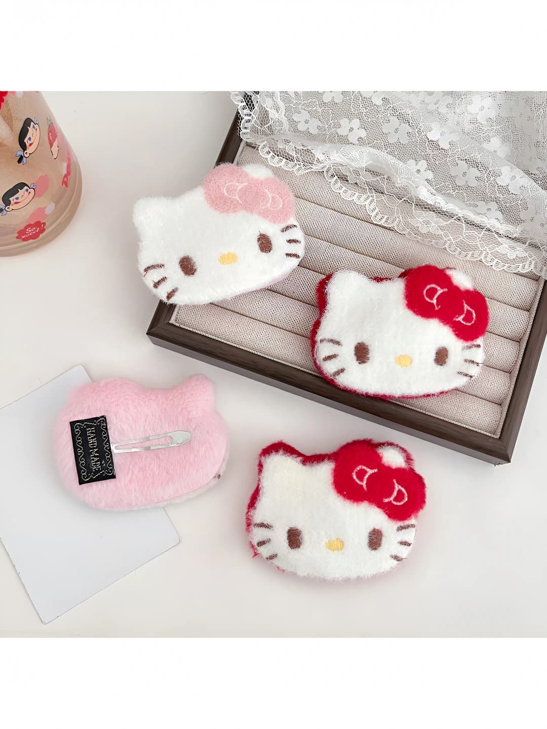 Плюшевая заколка для волос с котом КТ из серии Sanrio для женщин, ручная работа, милая и женственная