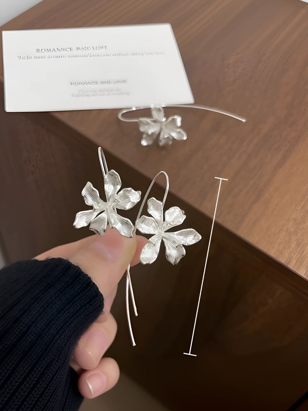 Silver iris flower earrings