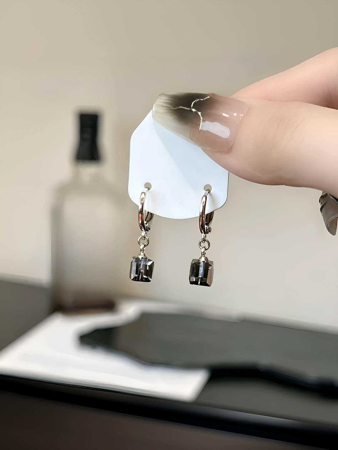 Small square crystal earrings
