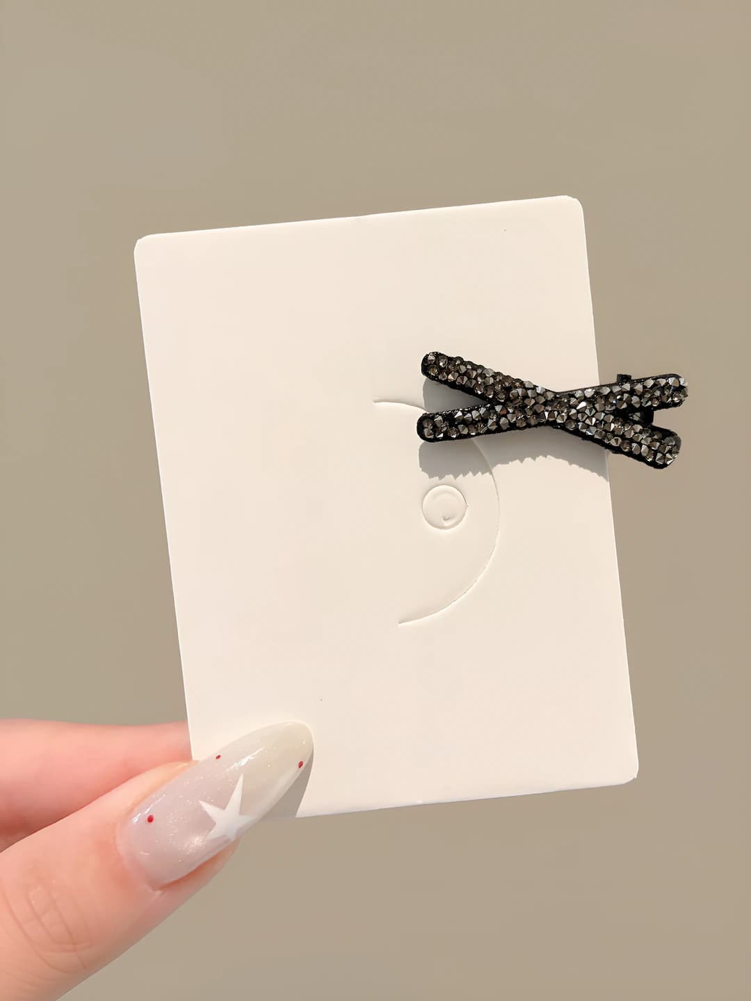 Silver hair clip - alloy + rhinestone