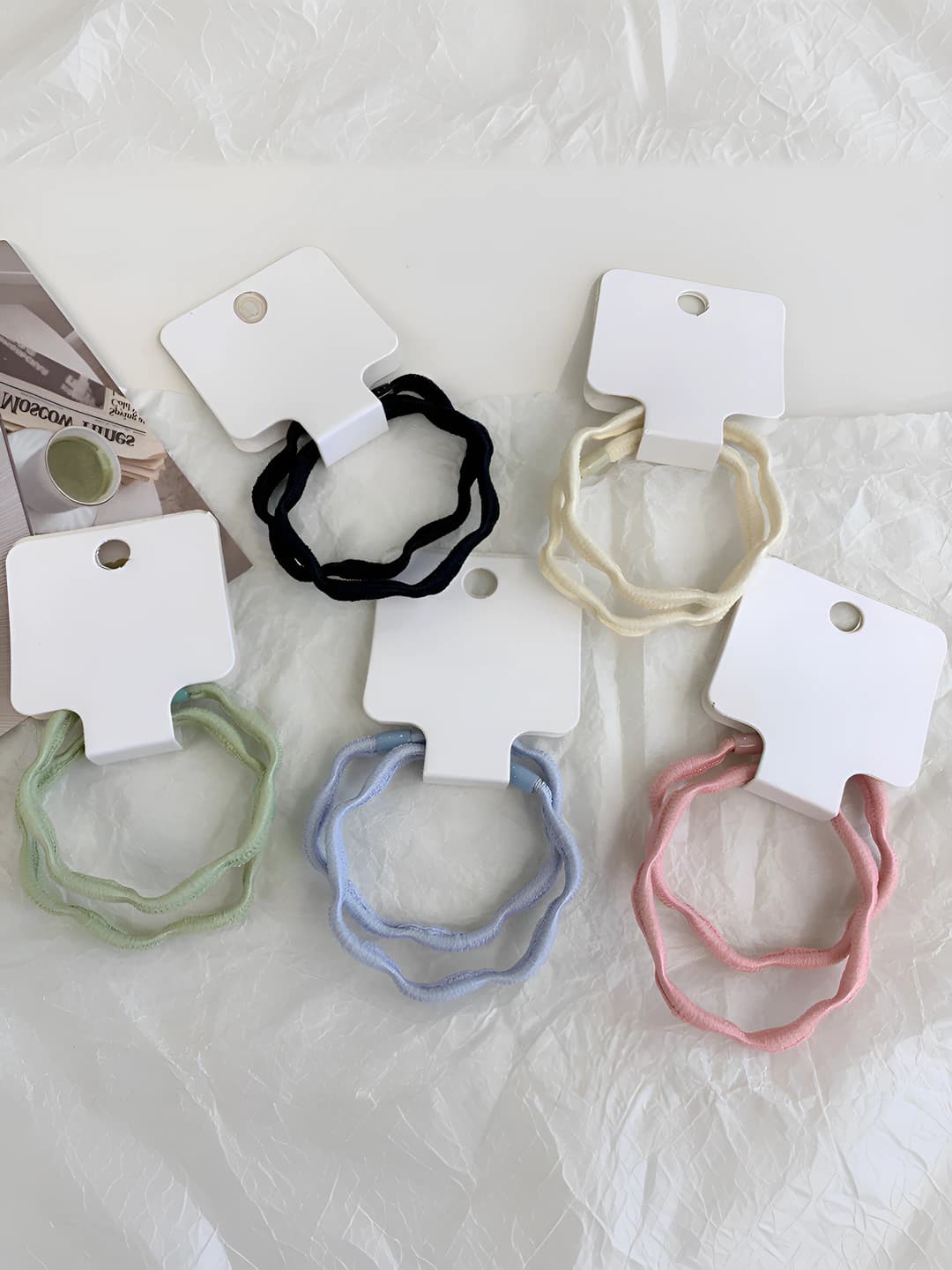 Women's hair ties: 2 pcs, wavy, high stretch, durable, simple, made of thread