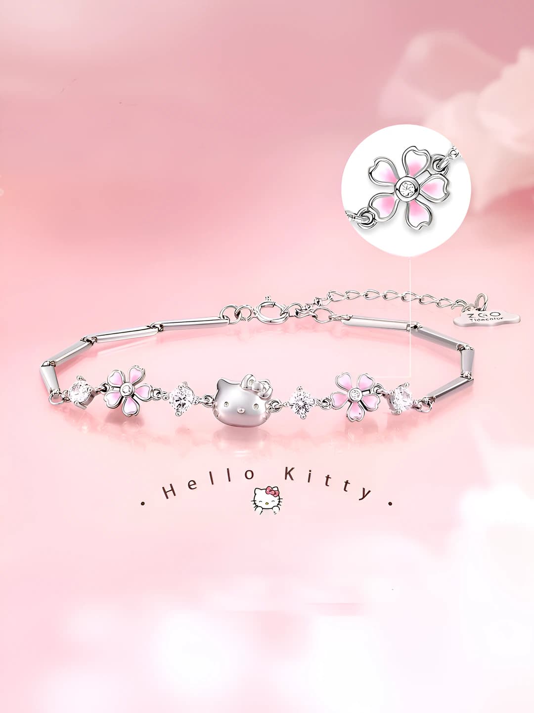 Four-leaf clover sakura Kitty bracelet