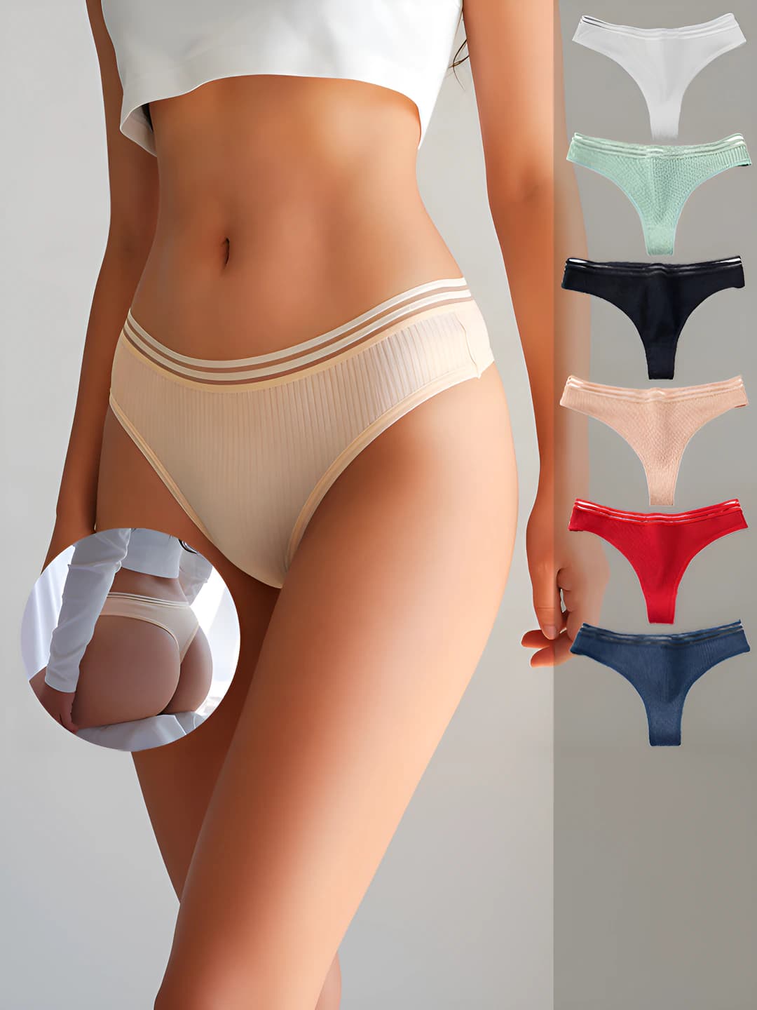 Women's sports seamless thong briefs, low waist, solid colour, all-season