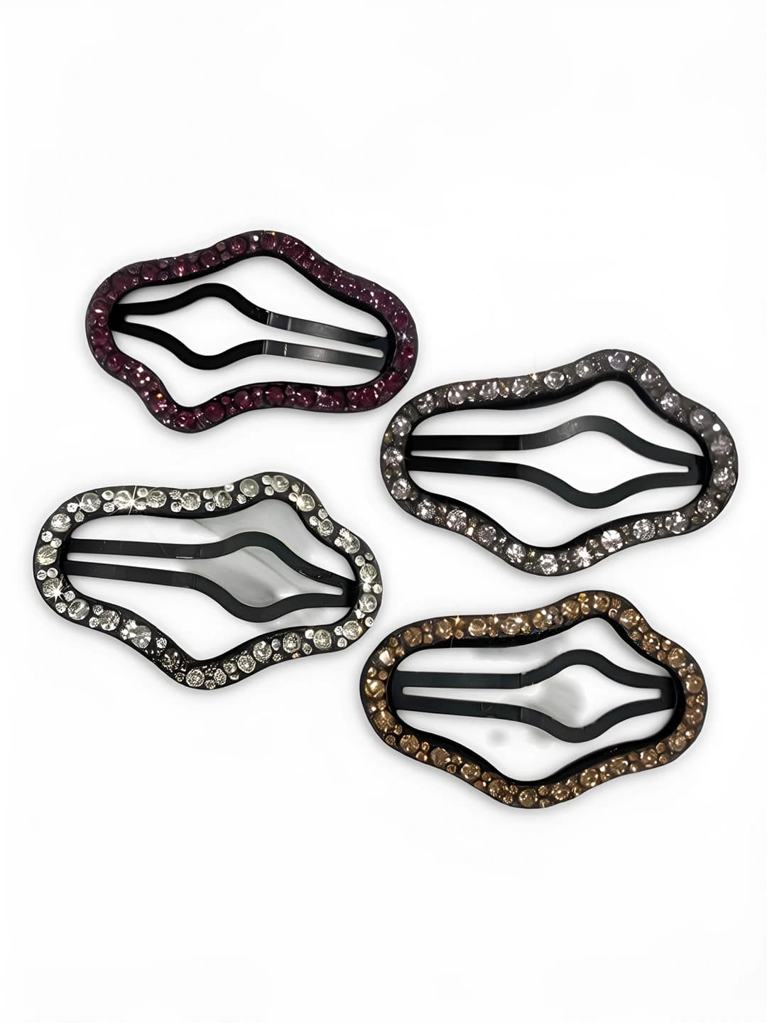 Women's Rhinestone BB hair clips: metal, handmade, Korean-Japanese style, oval design element