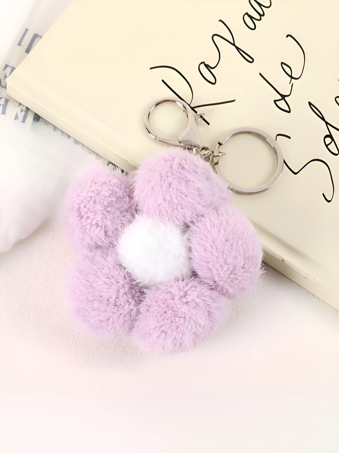 K5558 Plush flower charm Purple