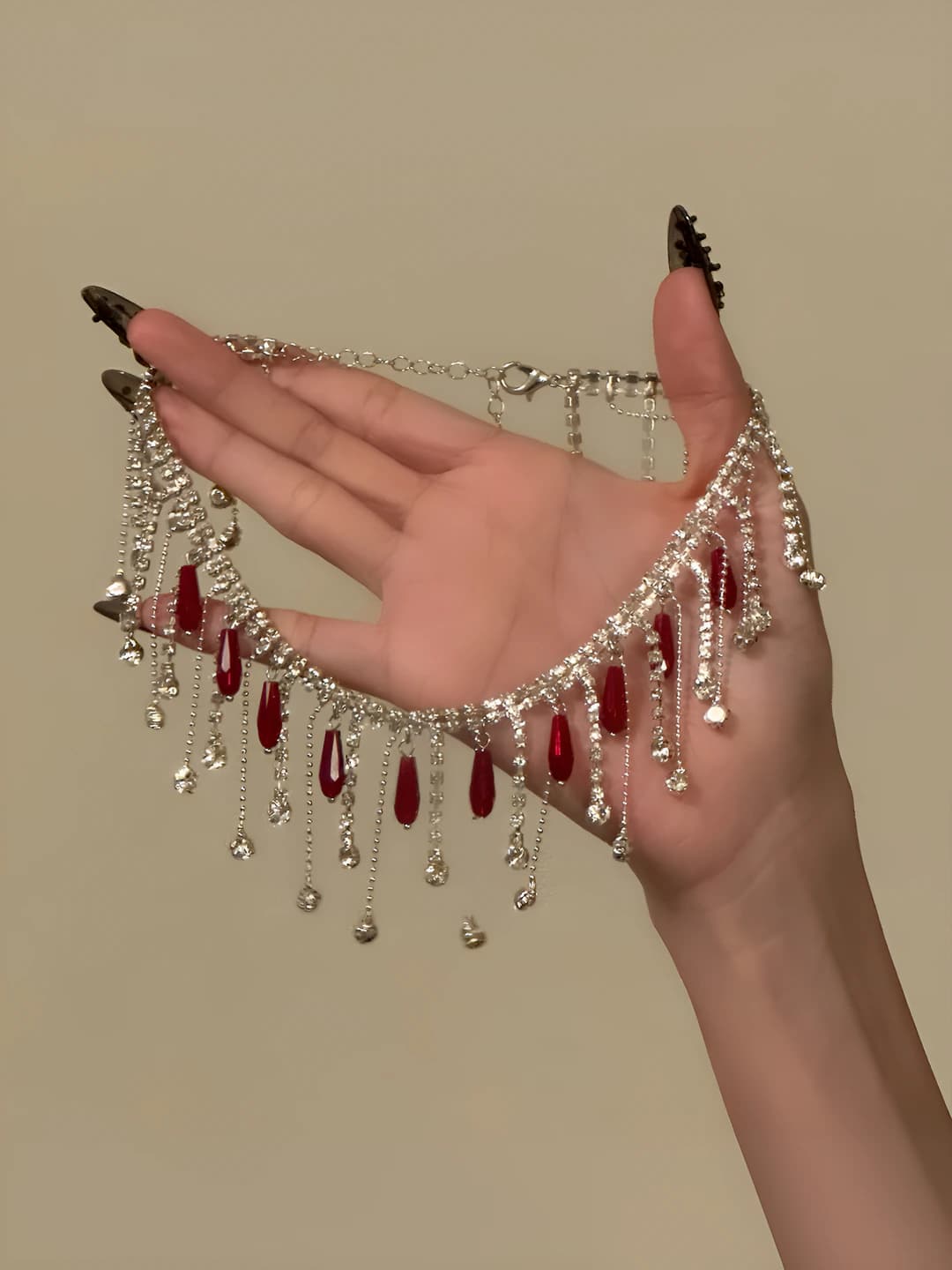 13# Necklace - Silver - Red