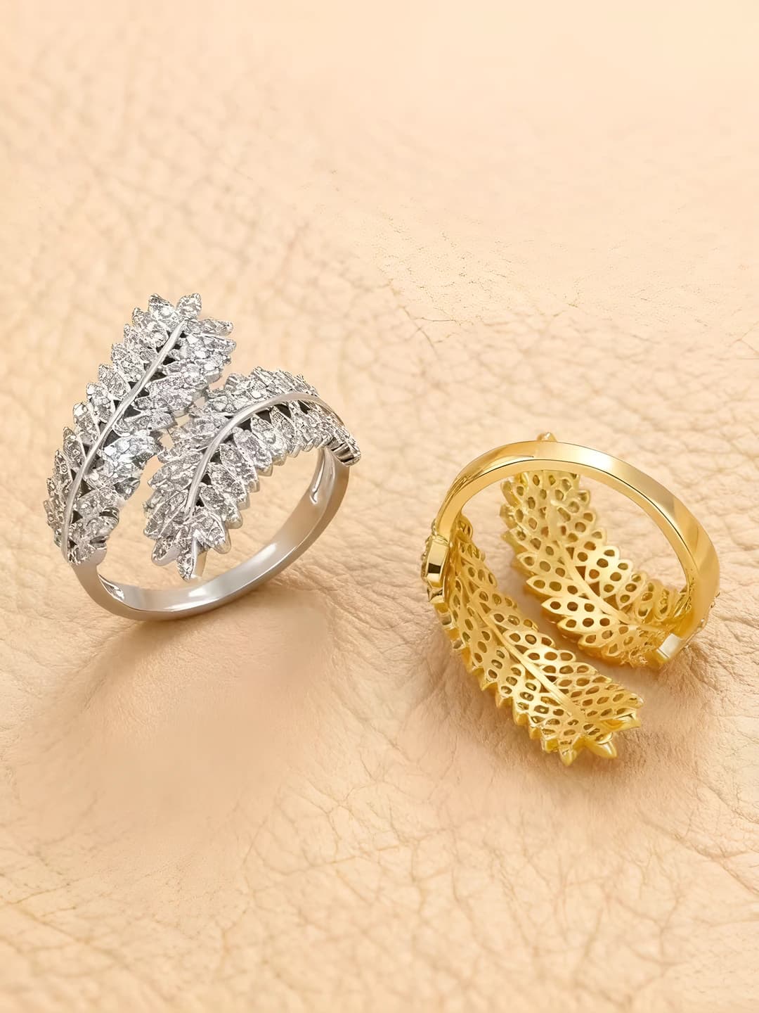 Women's open ring with 18K gold plating, wheat design element, Korean style