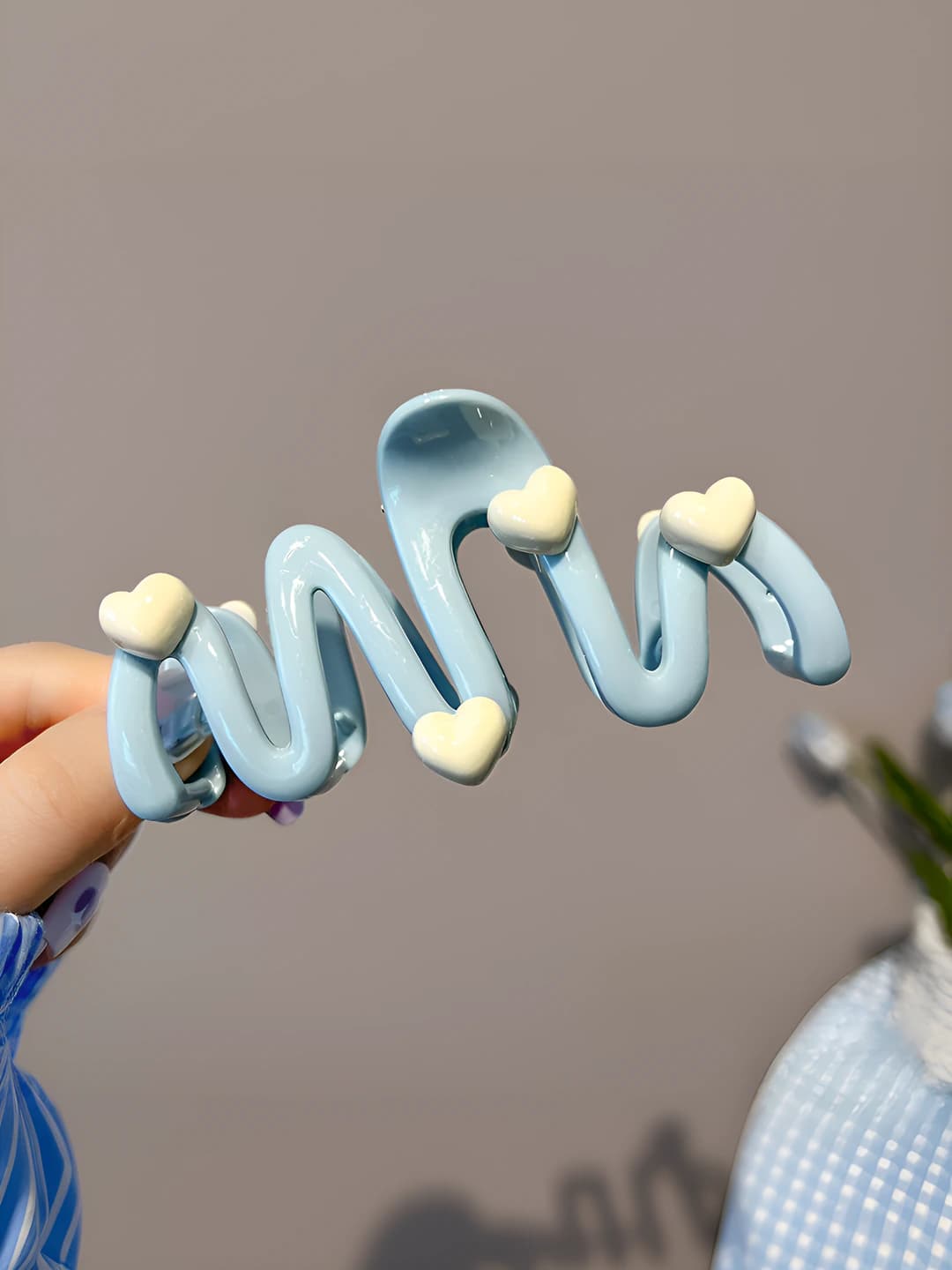 1# Blue heart wave clip 11 cm