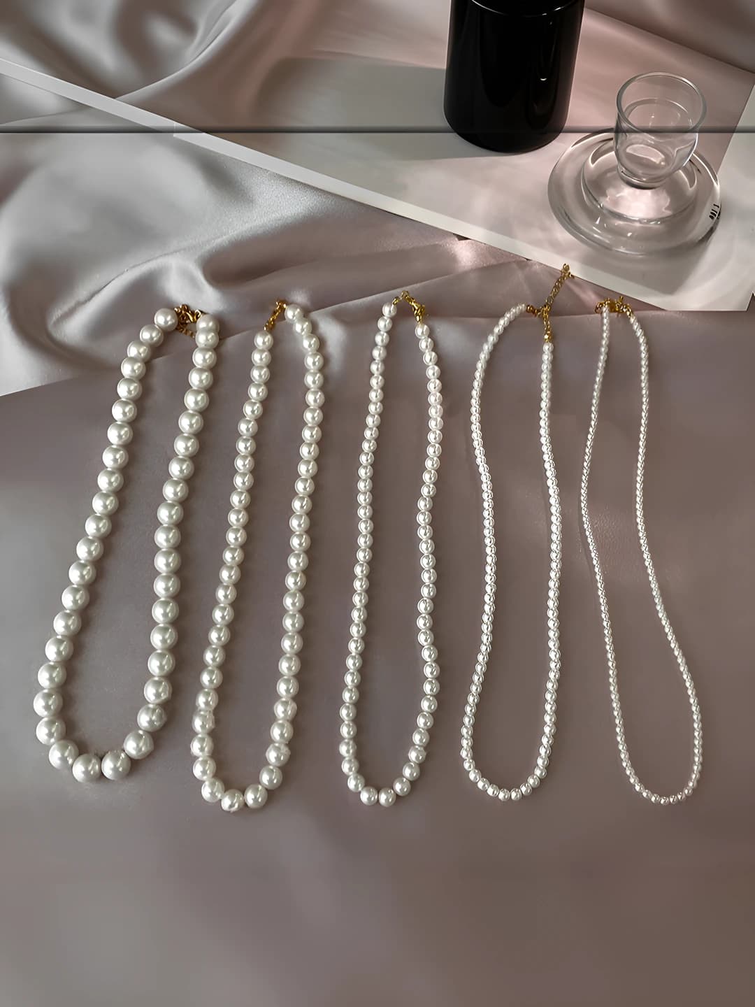 Women's geometric shape artificial pearl beaded necklace, new model 2026
