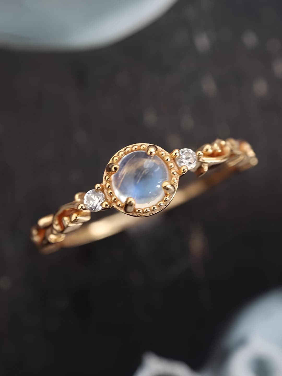 Women's open ring, copper, electroplated, with plant pattern