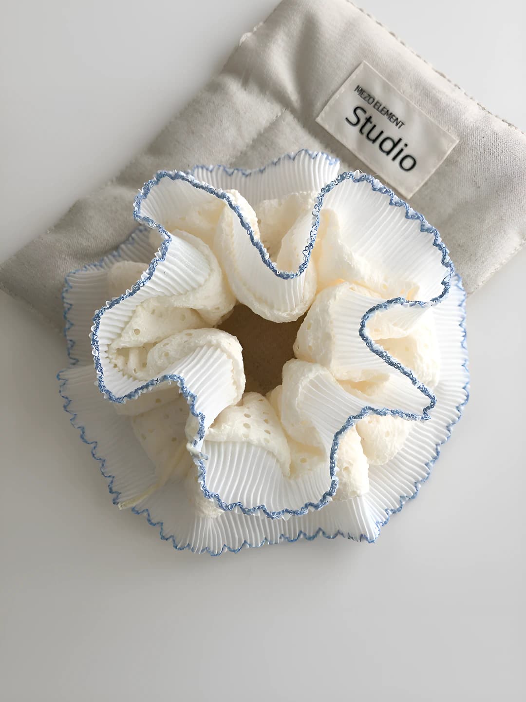 2# Double layer blue floral lace edge - 16 cm