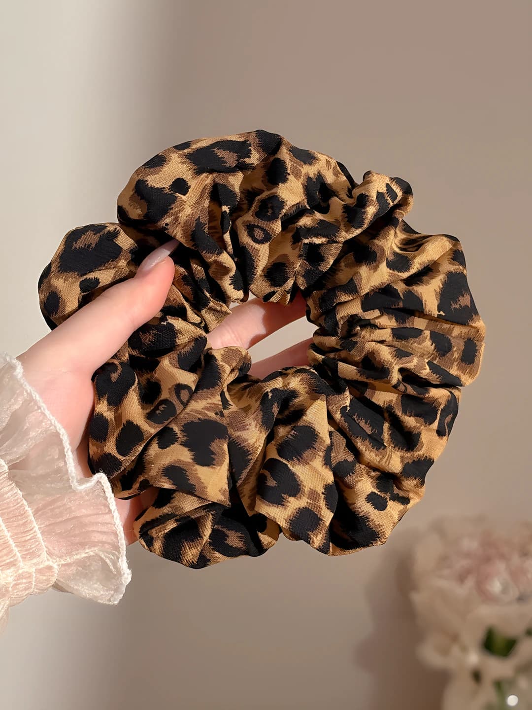 Large leopard hair tie approx 16 cm