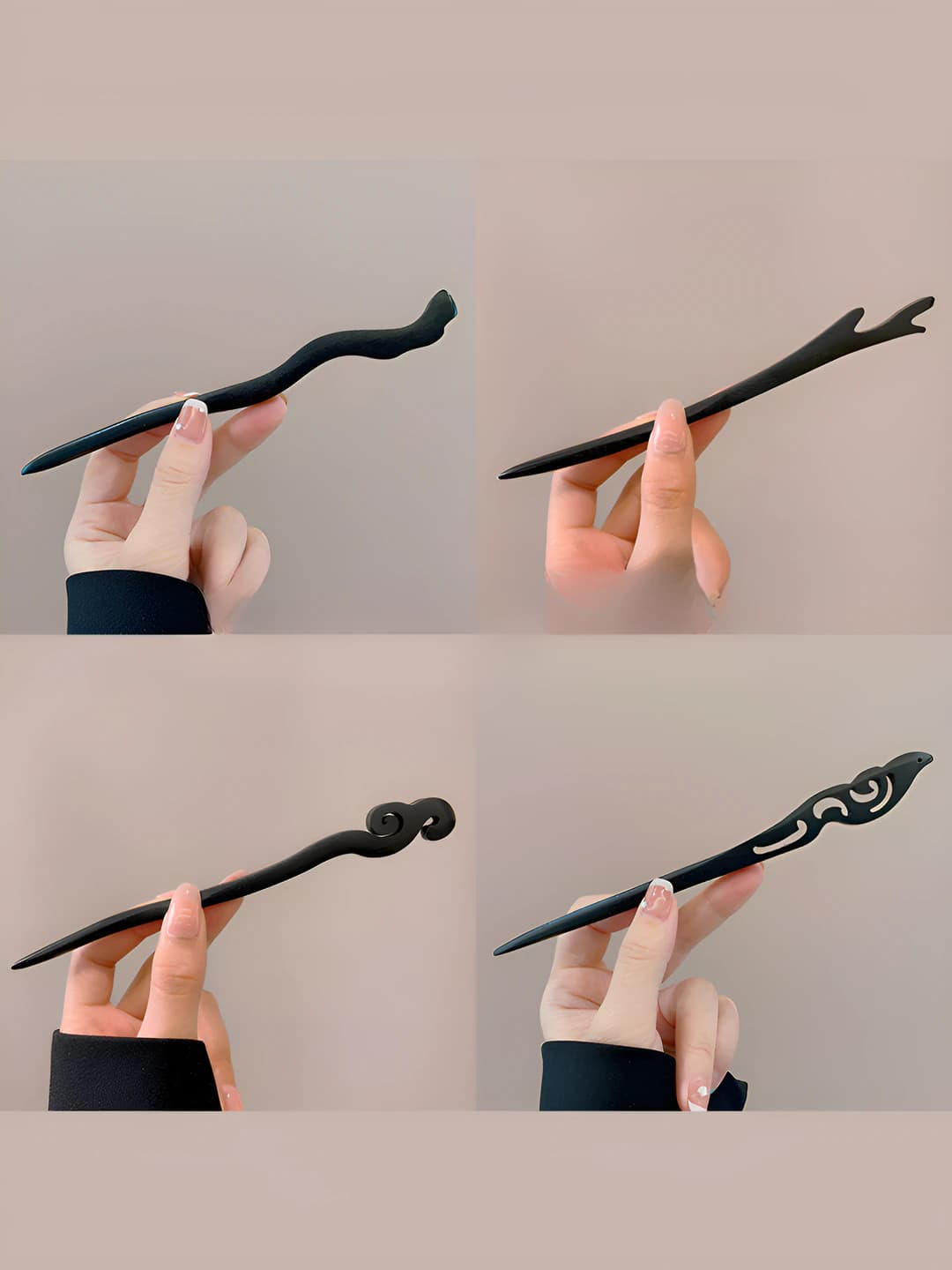 Women's hairpins and bobby pins: black ebony wood, modern minimalist style, new Chinese style hair accessory