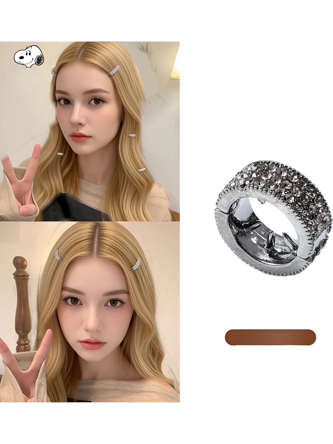 2# Чёрный металл заколка, ~1.5 см