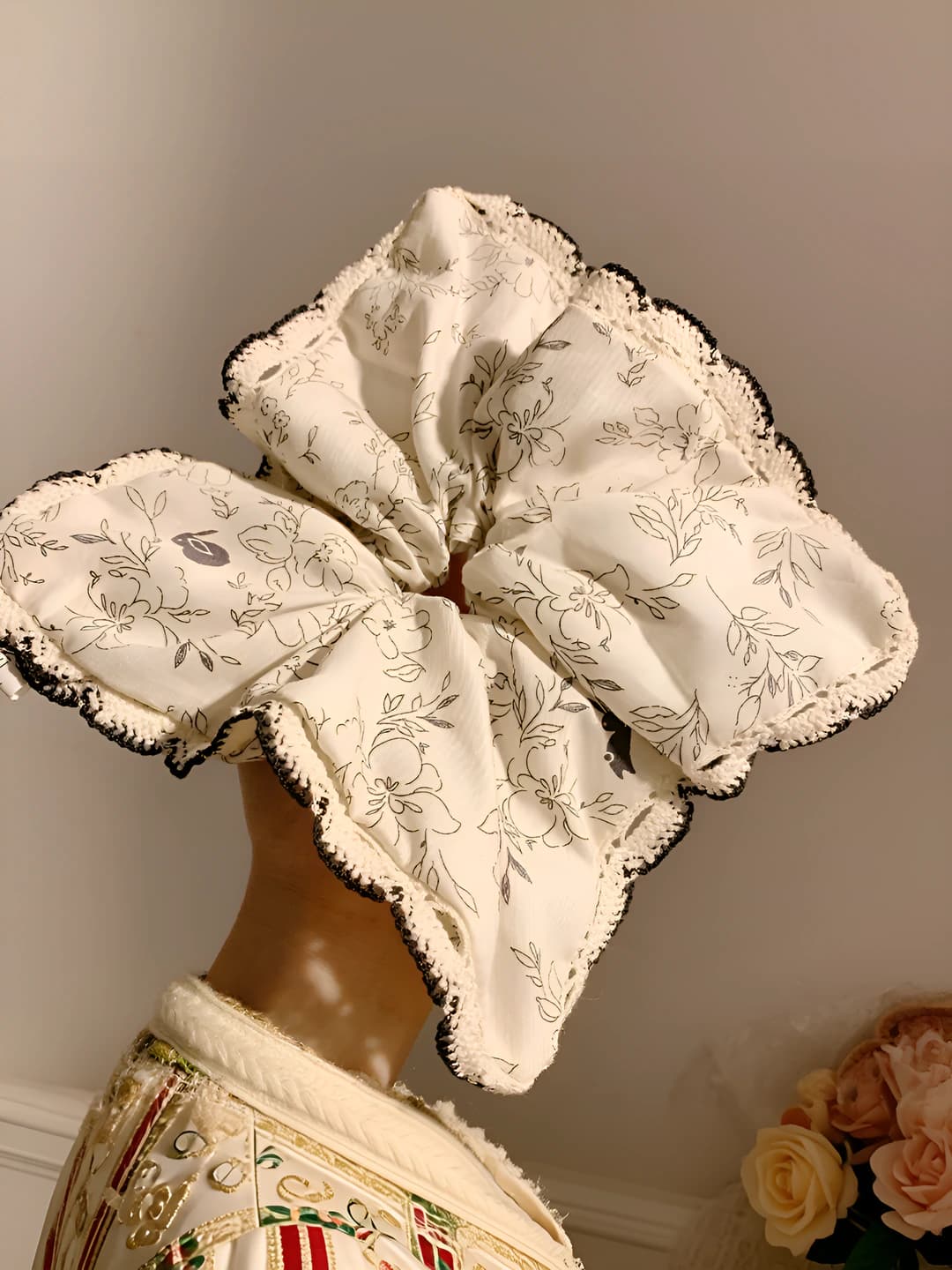 31# Floral print lace edge scarf-21cm