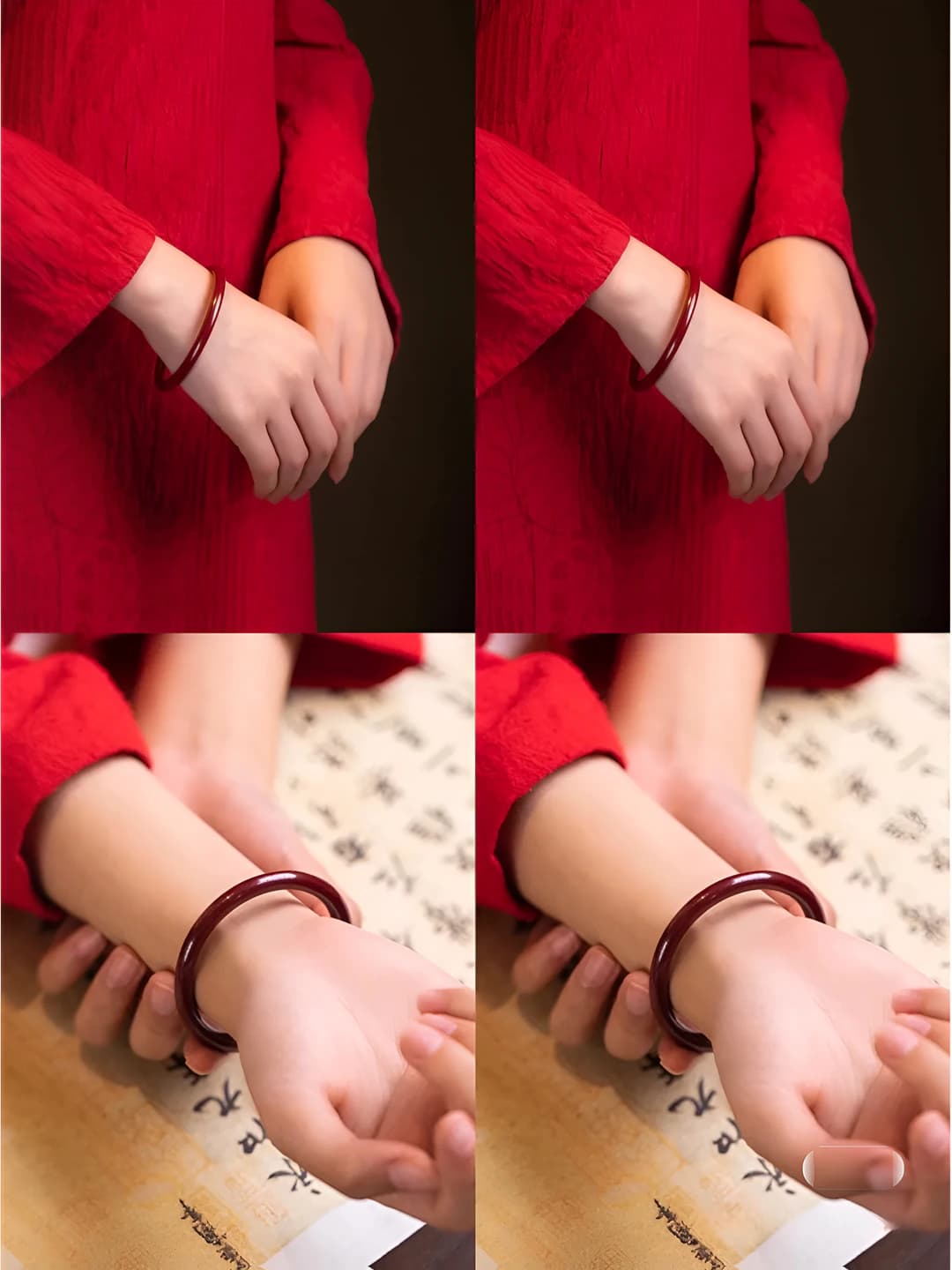 Women's 8 mm thick red glass imitation amber bracelet