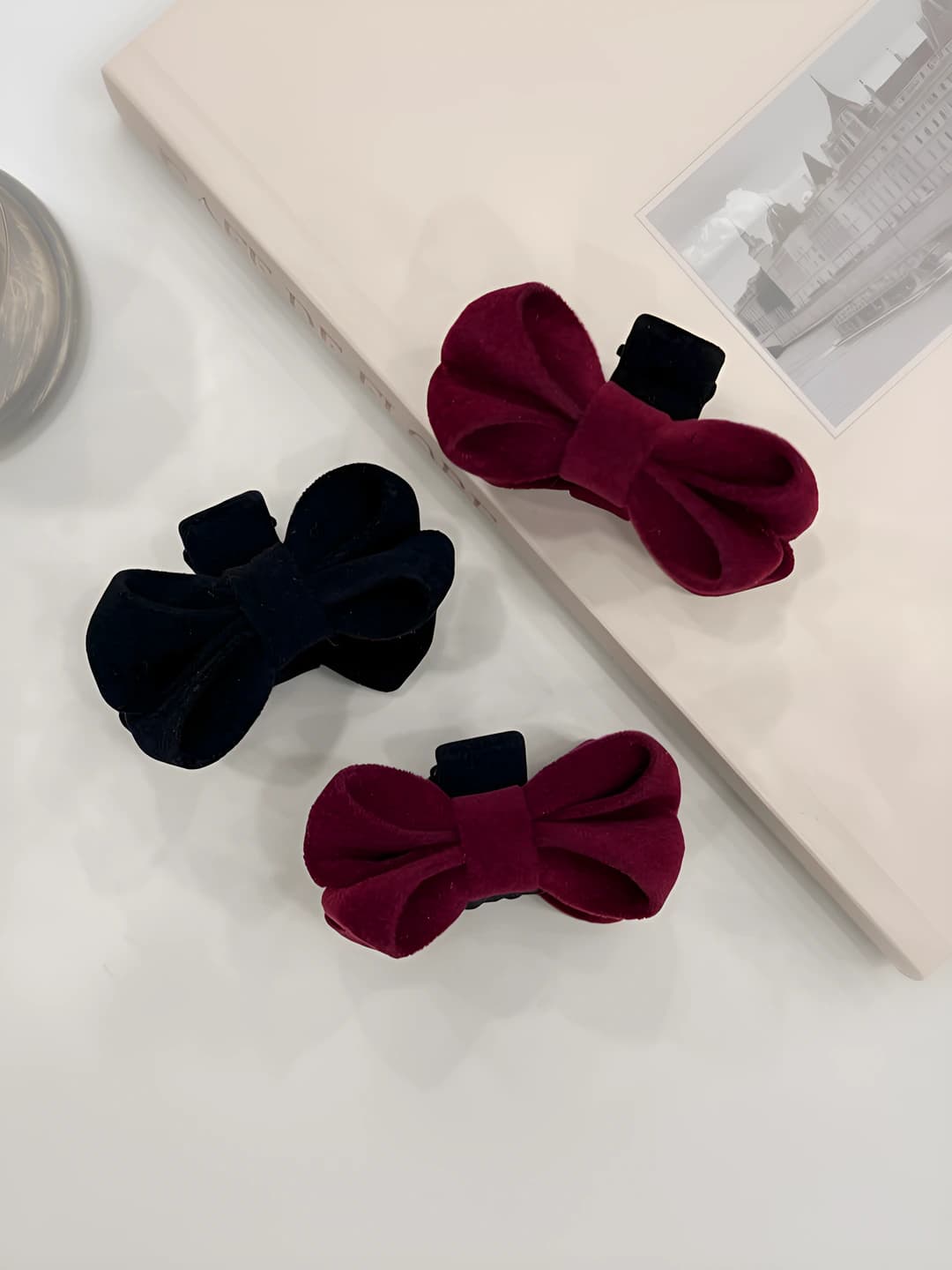 Ayollar uchun koreys uslubida retro velvet bow hair clip soch toʻgʻnagʻichlari va taroqlar