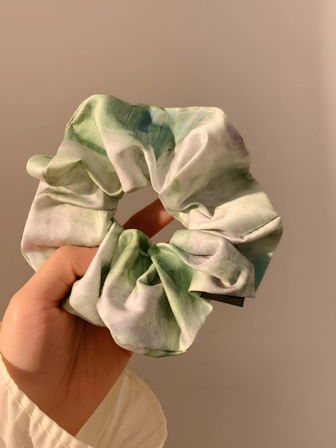 Tie-dye, satin, green, 12 cm