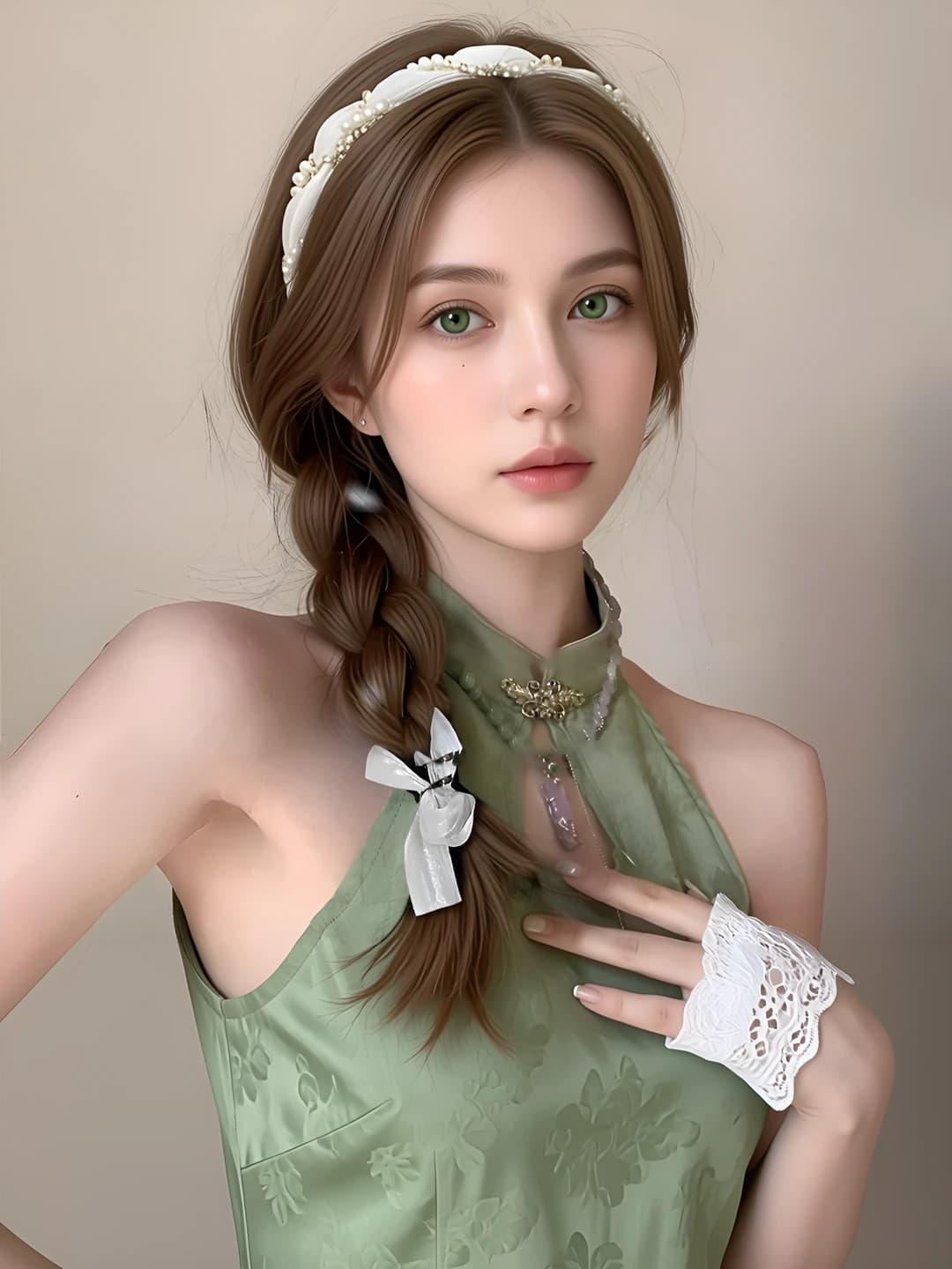 Mesh off-white ribbon headband