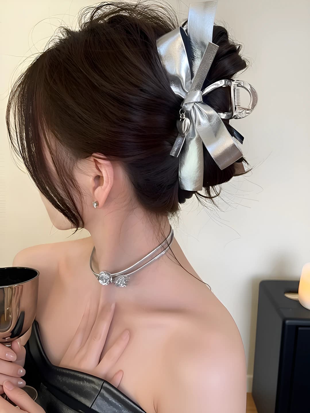 1# Silver fabric strip clip 12cm