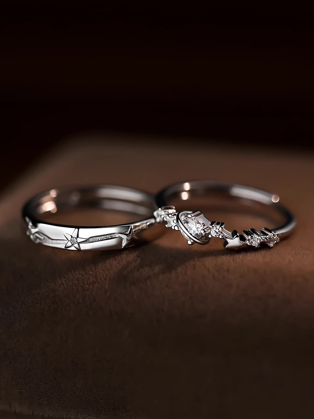 Women's adjustable cosmic ring with zircon and stars