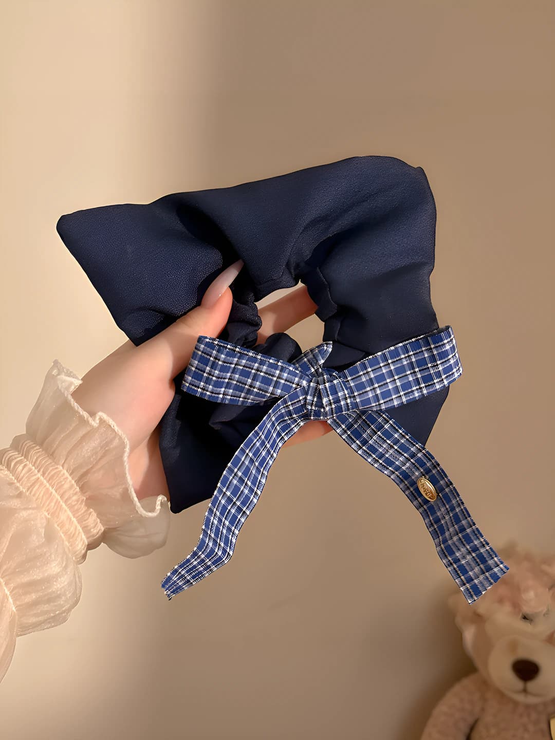 Denim, plaid ribbon