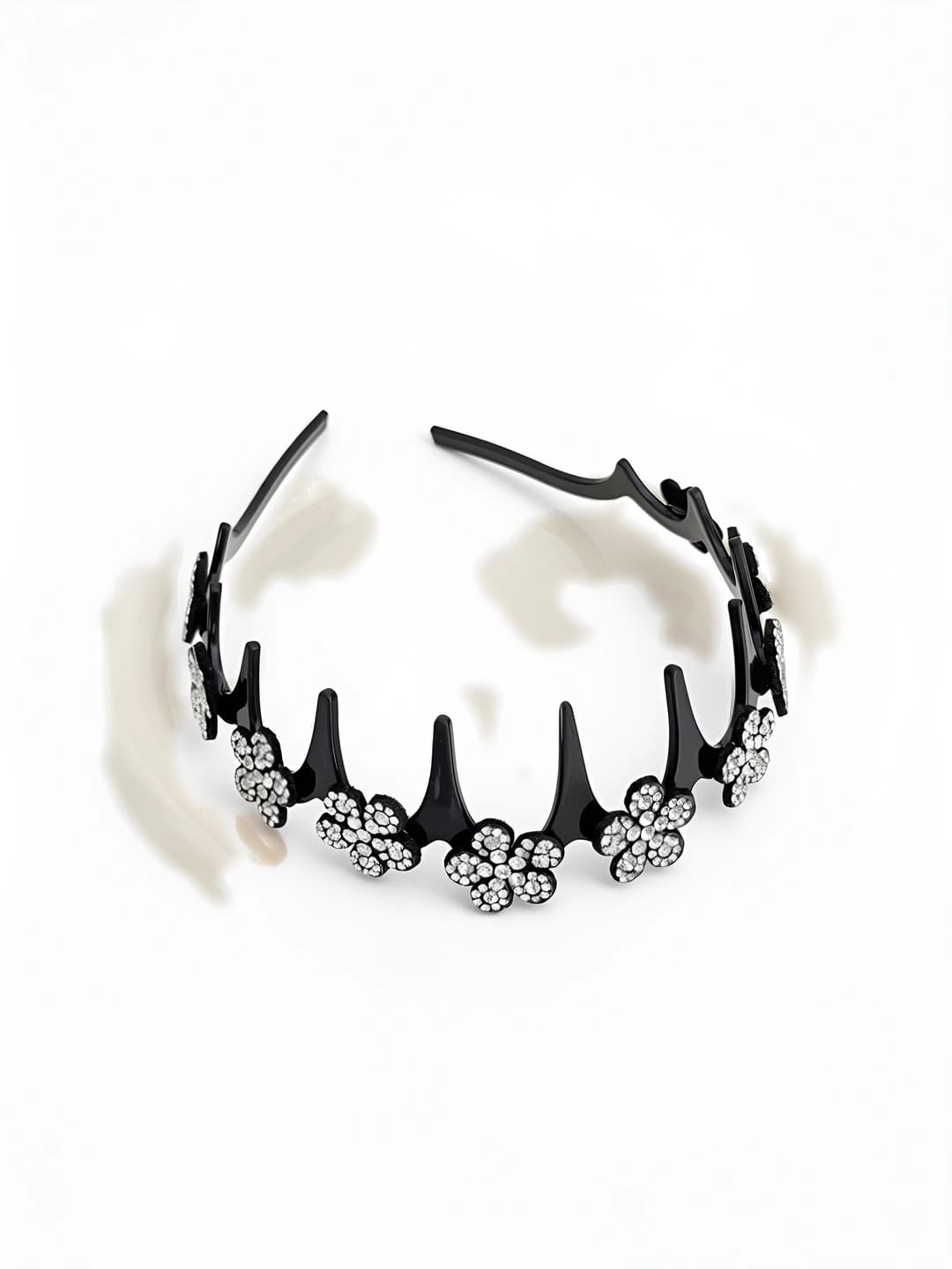 1# Silver six-petal flower - large tooth headband