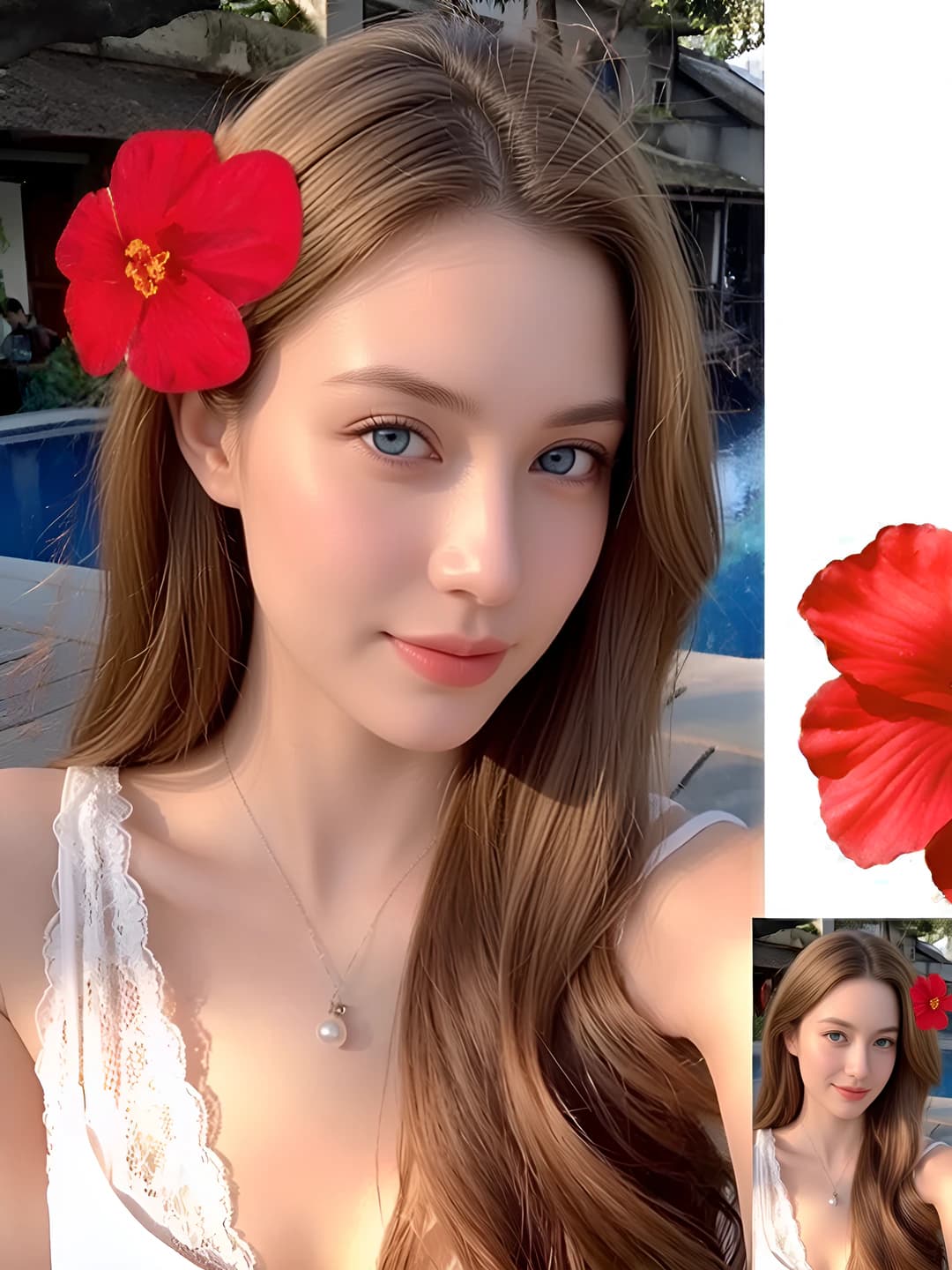 1# Qizil plumeria soch qisqichi ~9.5 sm
