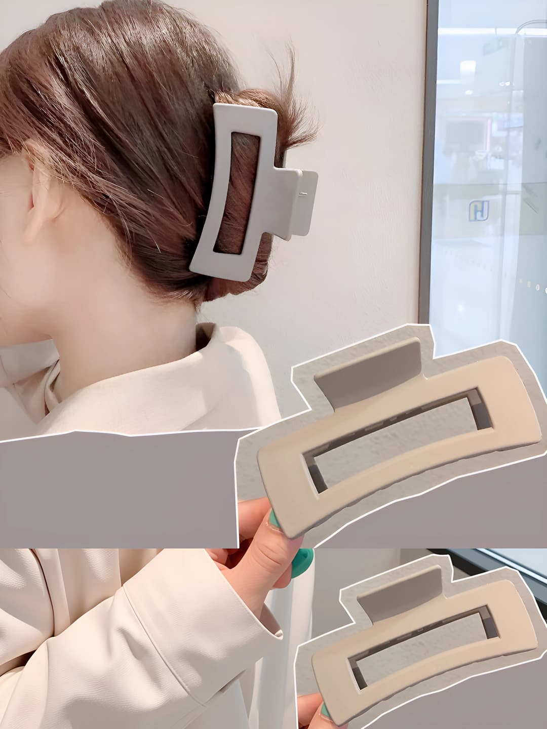 5# Beige-grey square clip 11cm