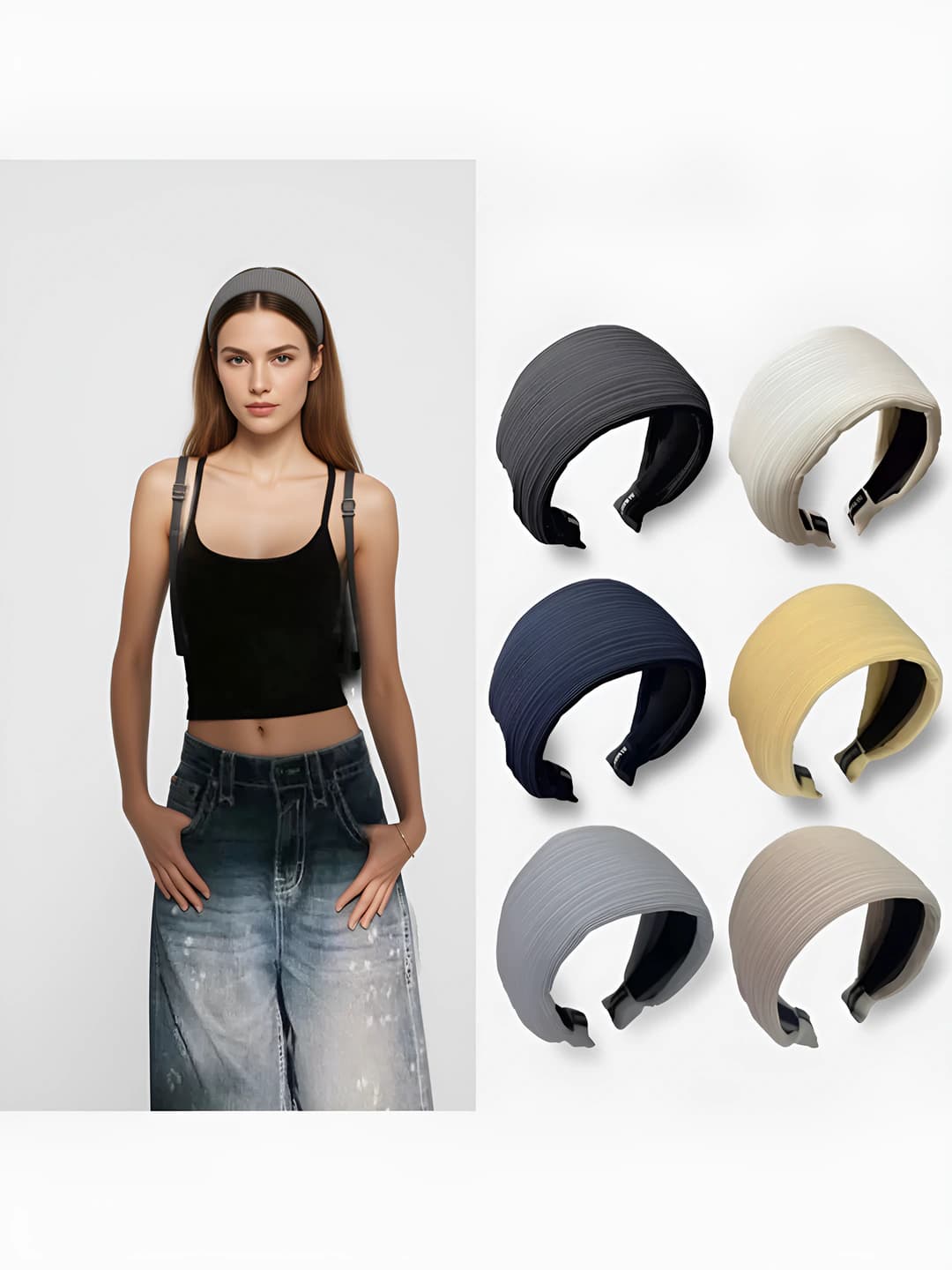 Women's wide fabric headband in Korean style, autumn-winter, hair covering