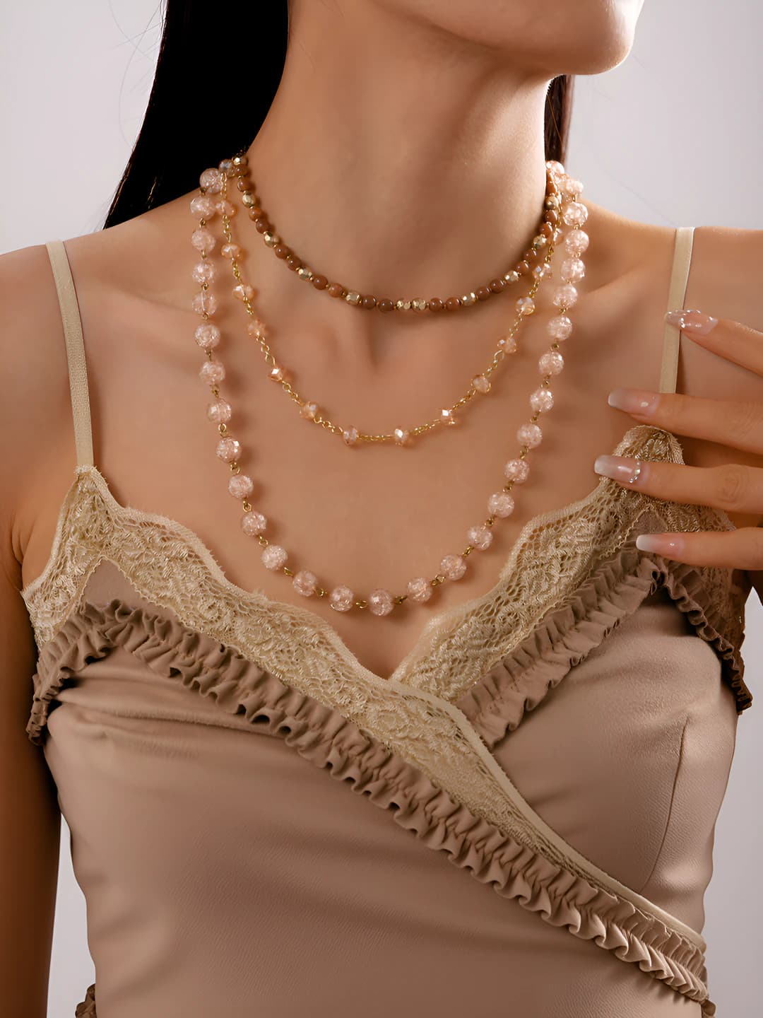Women's retro multi-layer beaded necklace