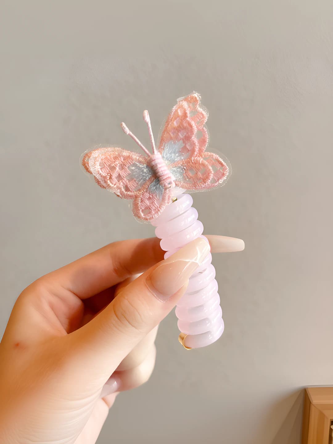 1# Pink butterflies, wire hair tie