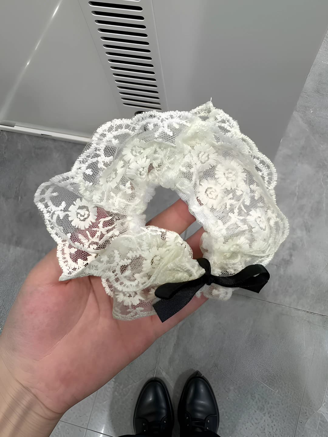 Black lace bow scrunchie