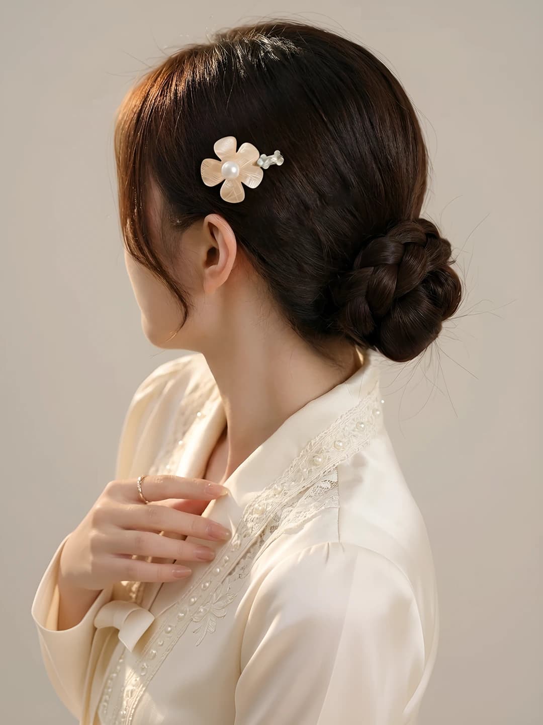 3# Textured coffee flower duckbill clip 8.2 cm
