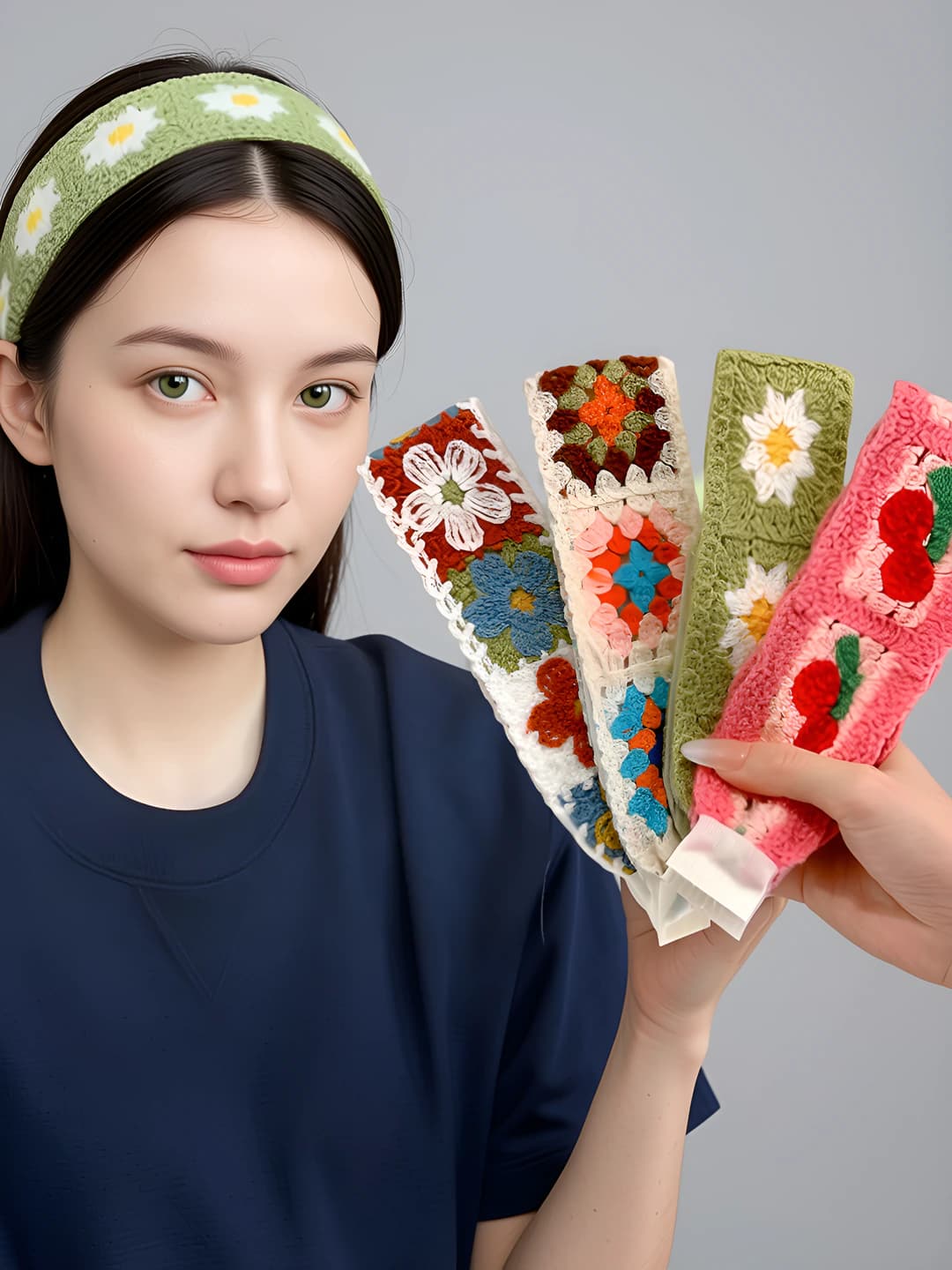Women's knitted floral headband for hair styling