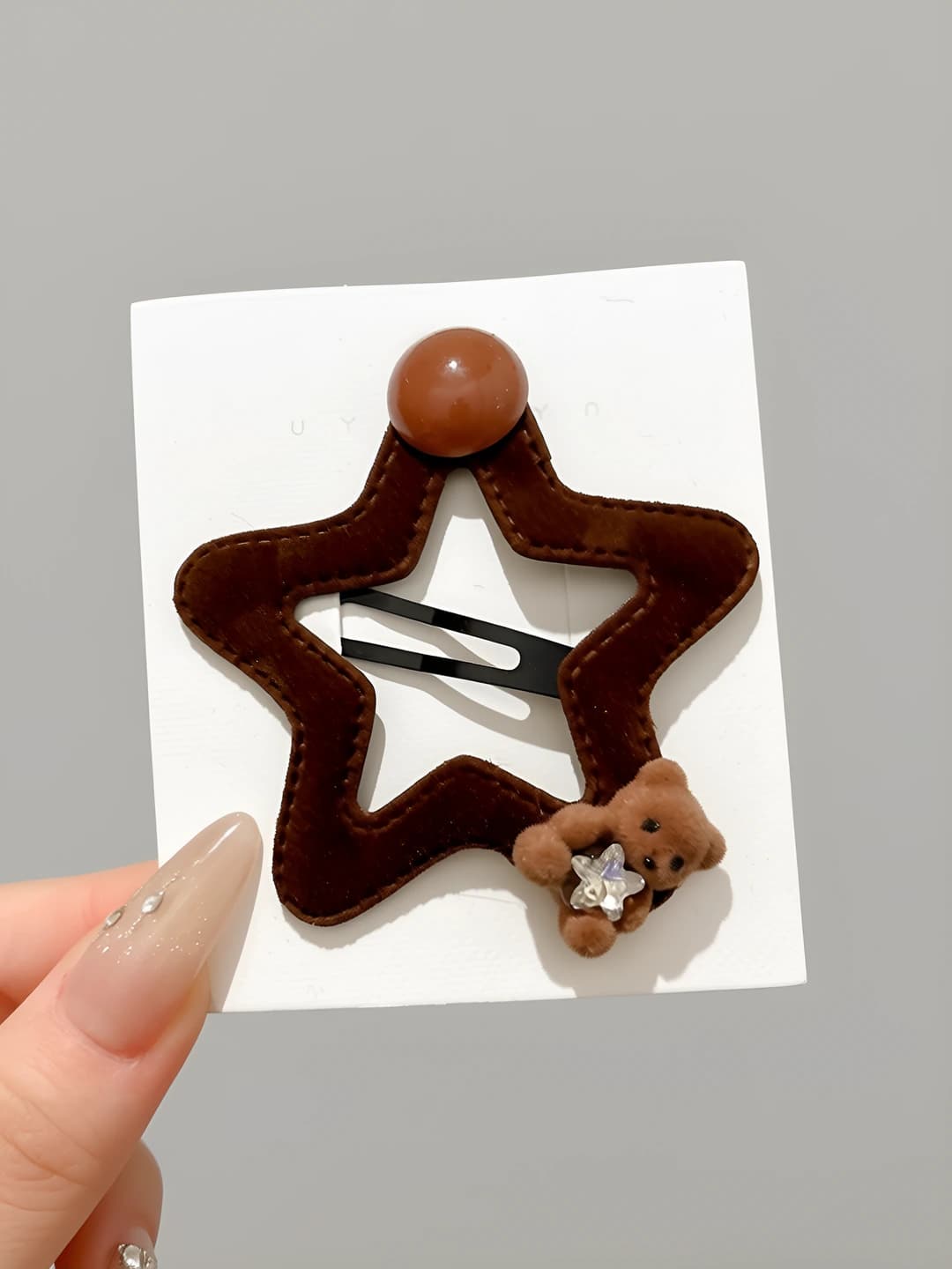 3# Coffee five-point star hair clip 1 pc