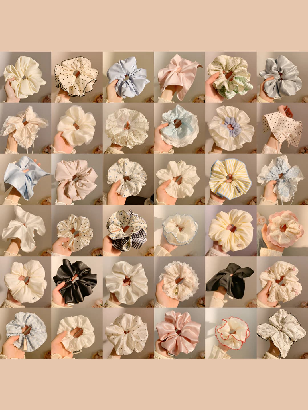 Women's large satin hair scrunchie in Korean style for low ponytail