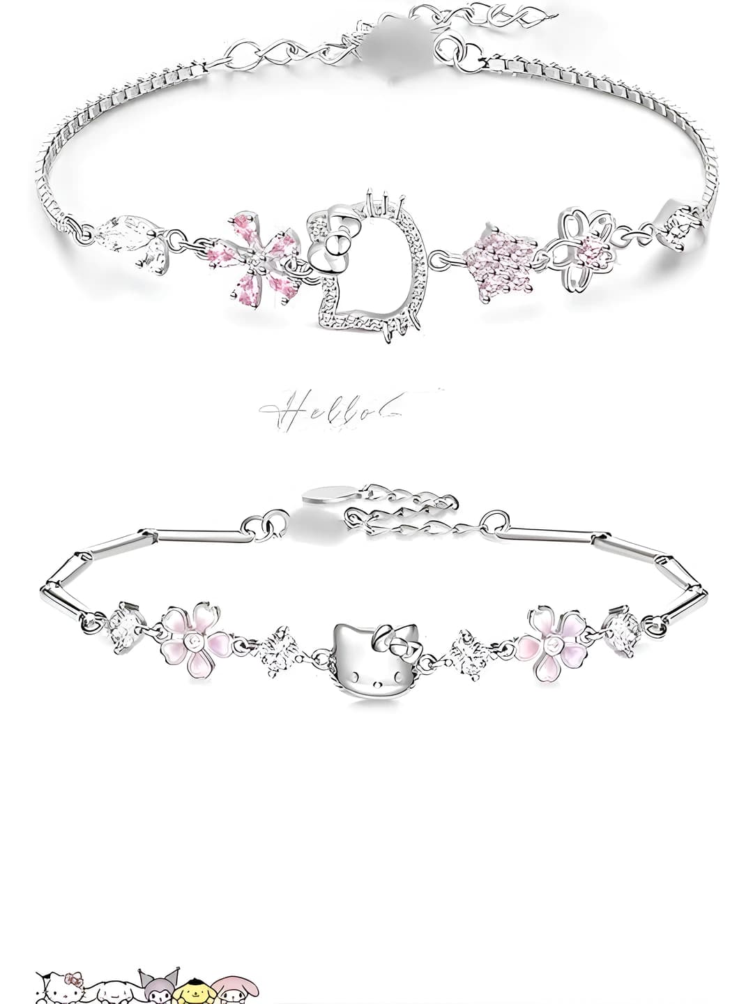 Женский браслет Hello Kitty с геометрическим дизайном и стеклянными вставками