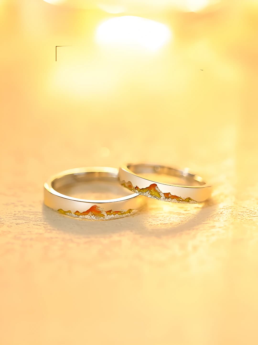 Women's couple's matching rings, brass, geometric shape, ins style